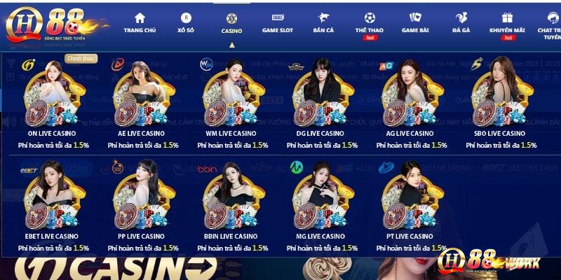 Casino Qh88 hợp tác với nhiều nhà cung cấp